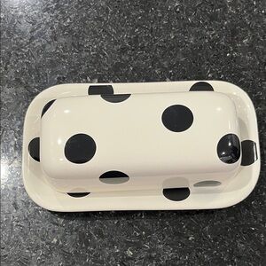 Kate Spade Black and White Polka Dot Butter Dish